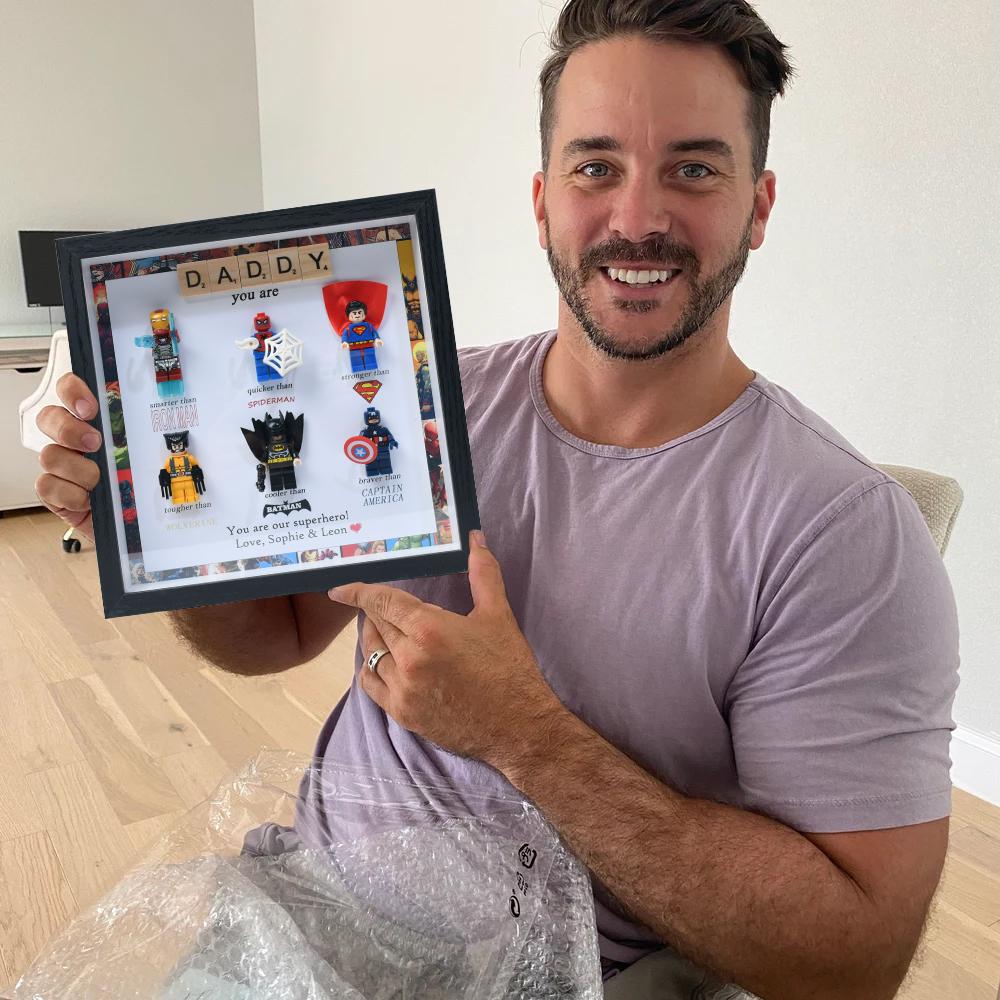 Gifts for dad: Set of 6 superhero figures | Personalised Framed Wall Hanging | Birthday gifts | Christmas Present