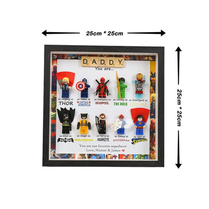 Personalised superhero gift for daddy: Set of 10 superhero figures | Personalised Framed Wall Hanging | Birthday gifts | Christmas Present