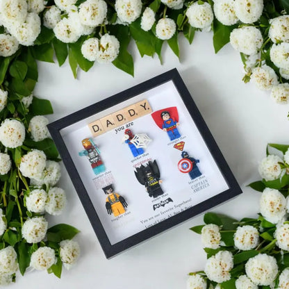 Gift for Dad: Set of 6 Superhero Figures | Personalized Framed Wall Hanging | Birthday Gift | Christmas Present