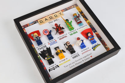 Personalised superhero gift for daddy: Set of 10 superhero figures | Personalised Framed Wall Hanging | Birthday gifts | Christmas Present