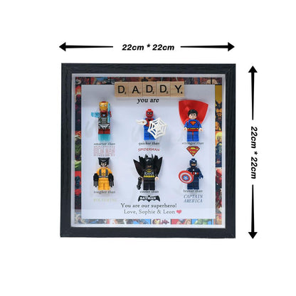 Gifts for dad: Set of 6 superhero figures | Personalised Framed Wall Hanging | Birthday gifts | Christmas Present