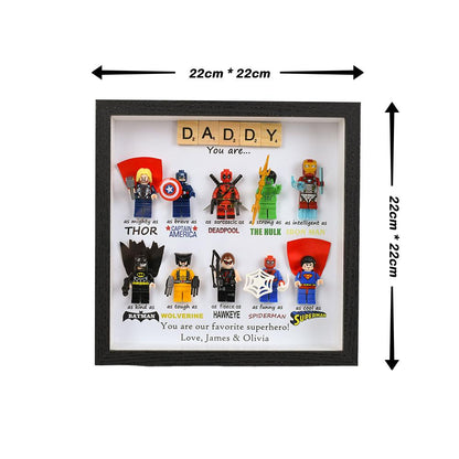 Gifts for dad: Set of 10 superhero figures | Personalised Framed Wall Hanging | Birthday gifts | Christmas Present