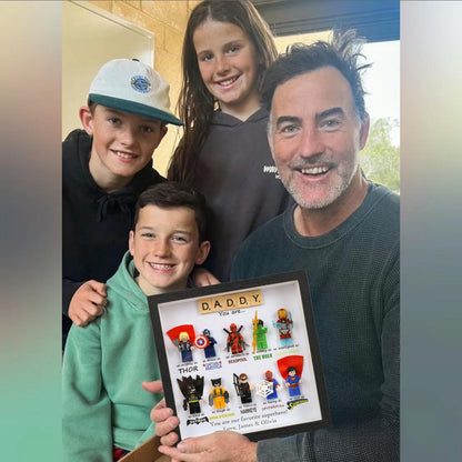 Gifts for dad: Set of 10 superhero figures | Personalised Framed Wall Hanging | Birthday gifts | Christmas Present